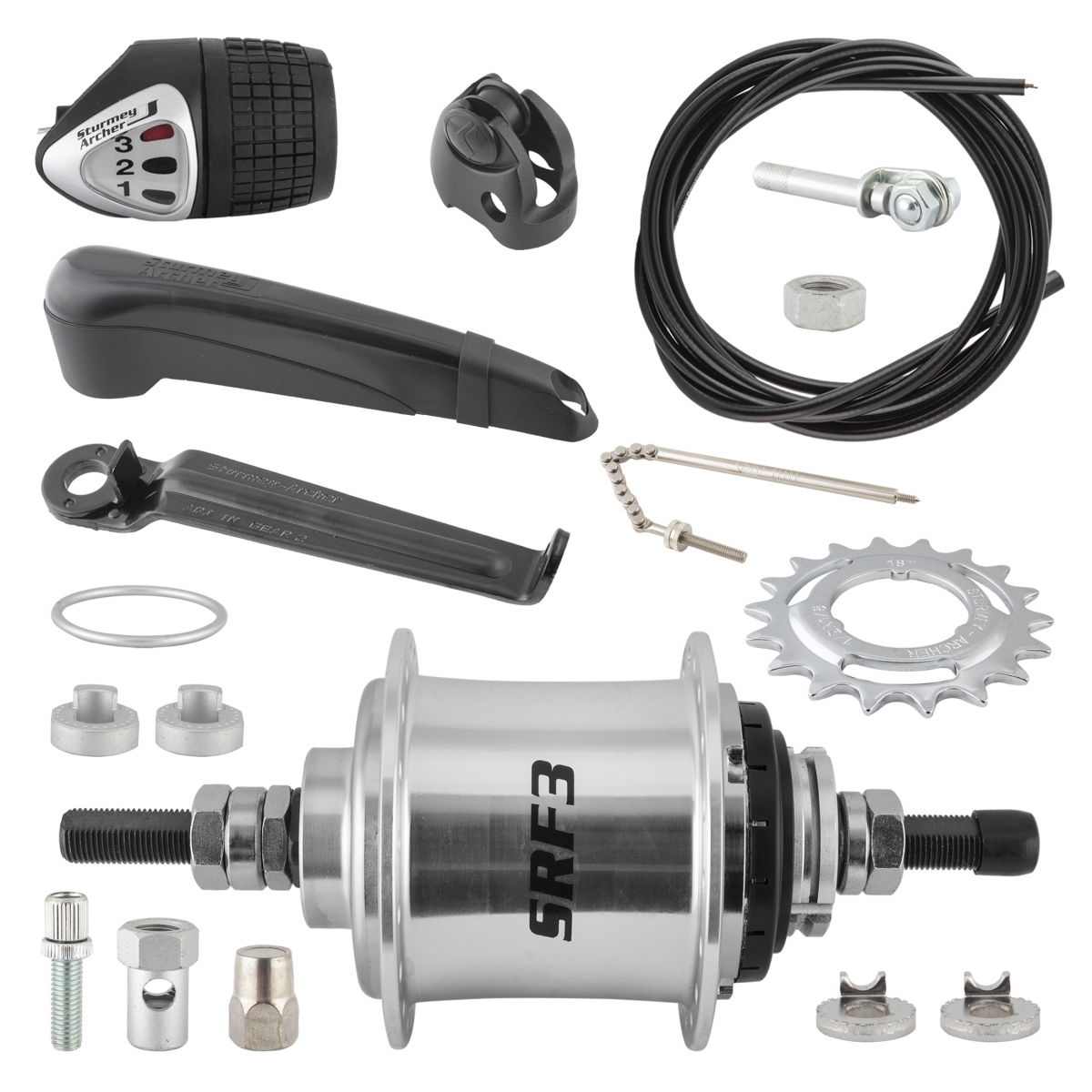 Sturmey Archer SRF3 3-Speed Internal Gear Hub Kit - Aluminum Alloy