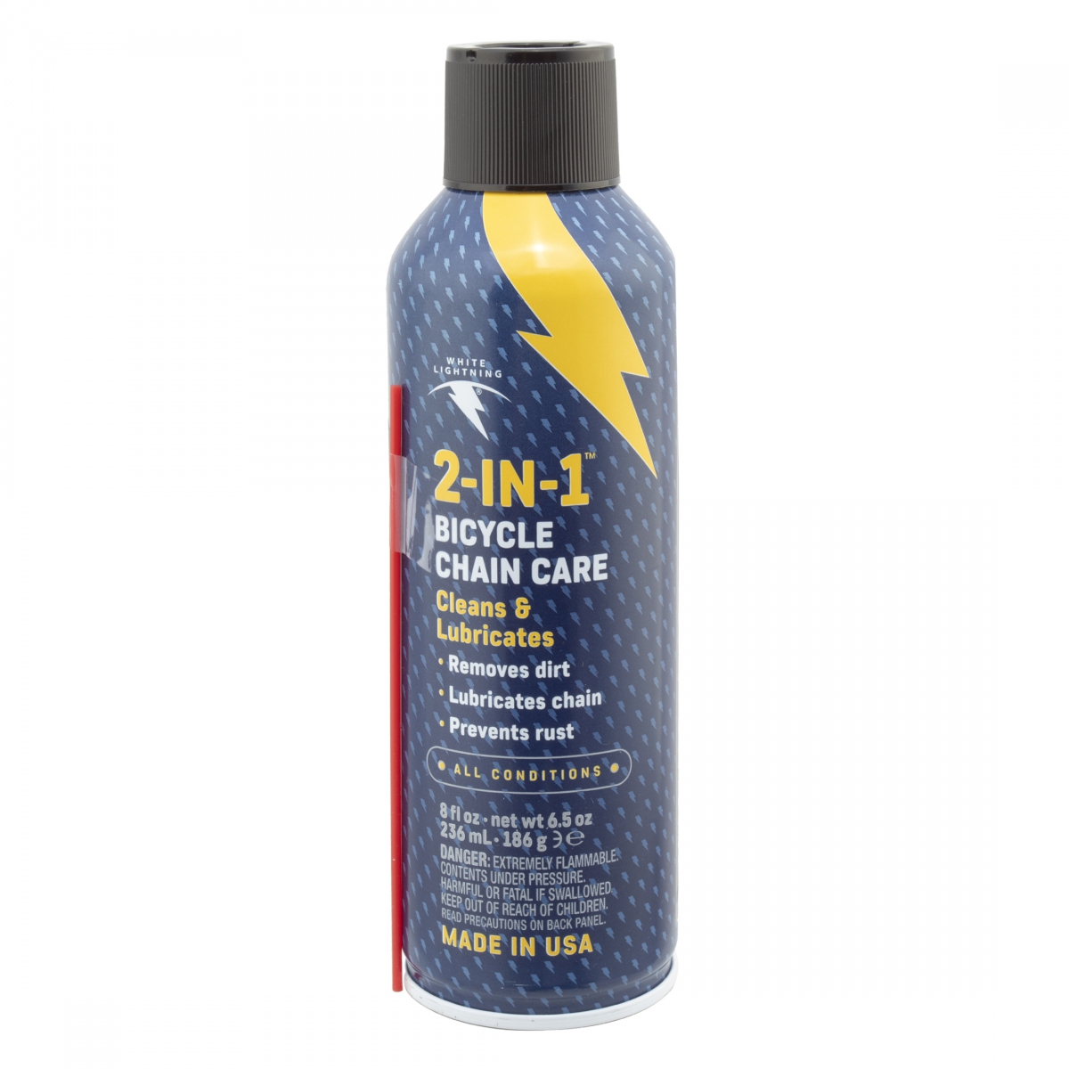White Lightning 2-in-1 Bike Chain Lubricant - Cleaner Aerosol 8oz -