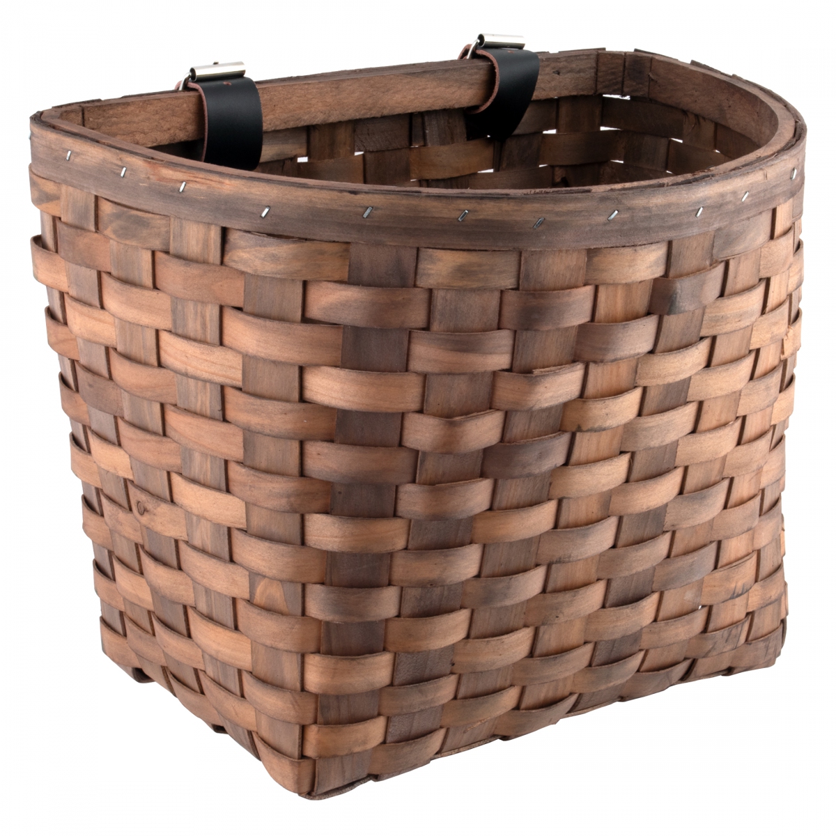 Sunlite Wooden Classic Bike Basket - Beech Wood Woven Design Leather Straps 10490₽